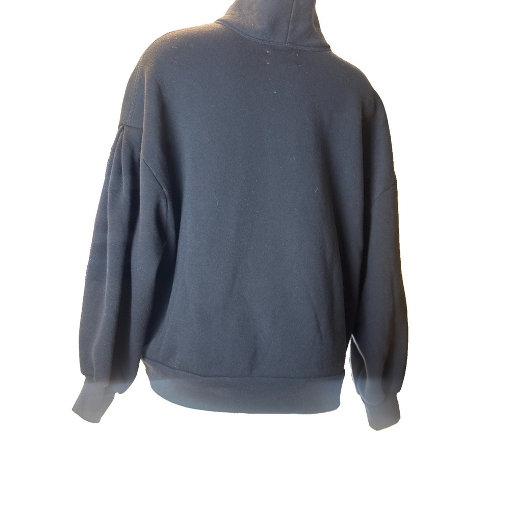 Xirena Black Fleece Mock Neck Button Pocket Pullover Sweatshirt Relaxed S - Picture 2 of 7